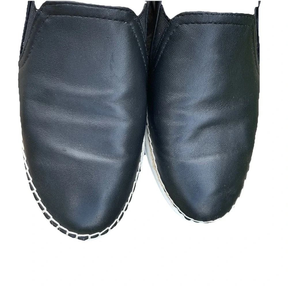 Sam Edelman Kassie Black Leather espadrille Flat Sneaker Logo Hardware Size 8‎ M